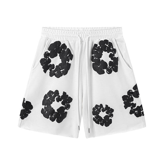 Denim Tears Cotton Wreath Shorts - White/Black